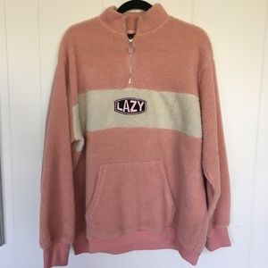 Lazy Oaf Pink Polar Fleece Zip Sweat 2025 | www
